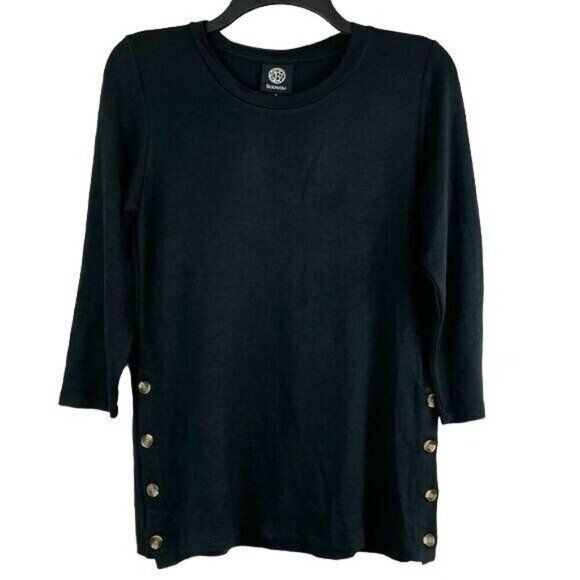 BOBEAU Women Pullover Side Button Crew Neck Top Size S - Picture 1 of 5
